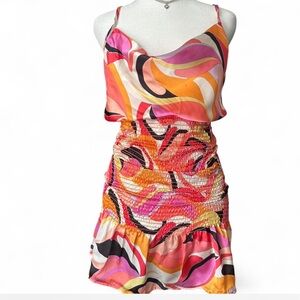 January 7 Pink Orange Multicolor Swirl Print Two-Piece Set